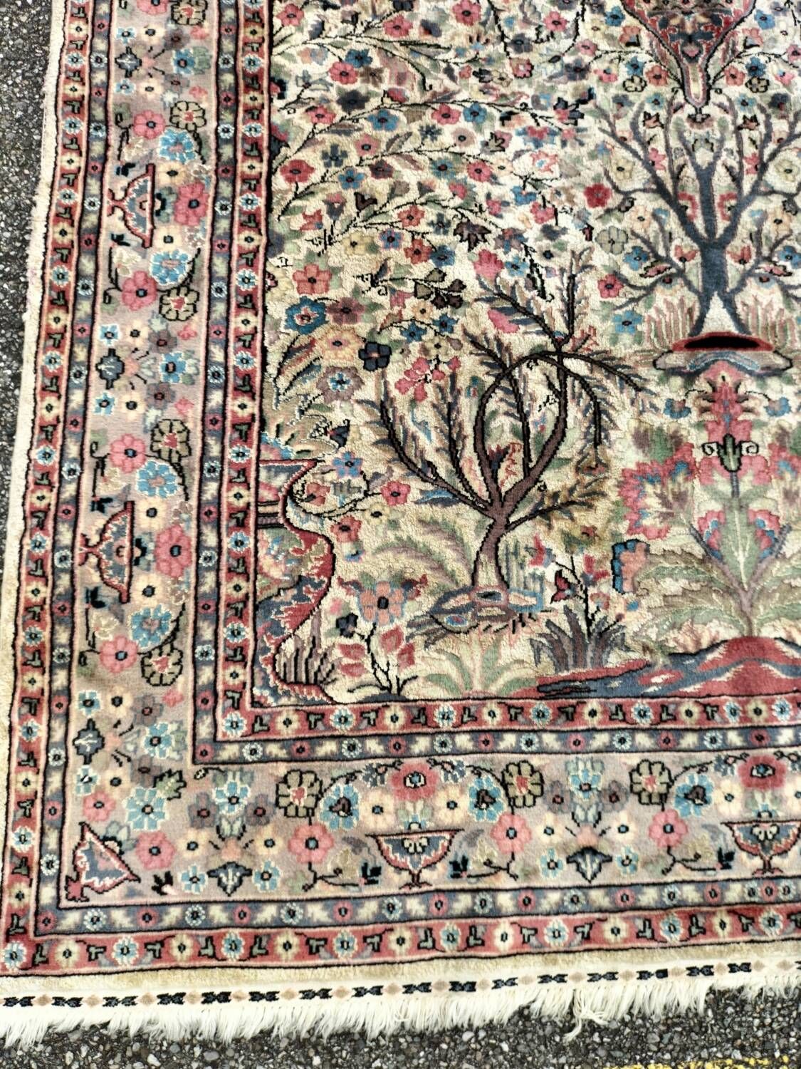 Tapis Persan Fait Main 88x61 Cm - Laine Et Coton Beige - Motif Oriental - Occasion