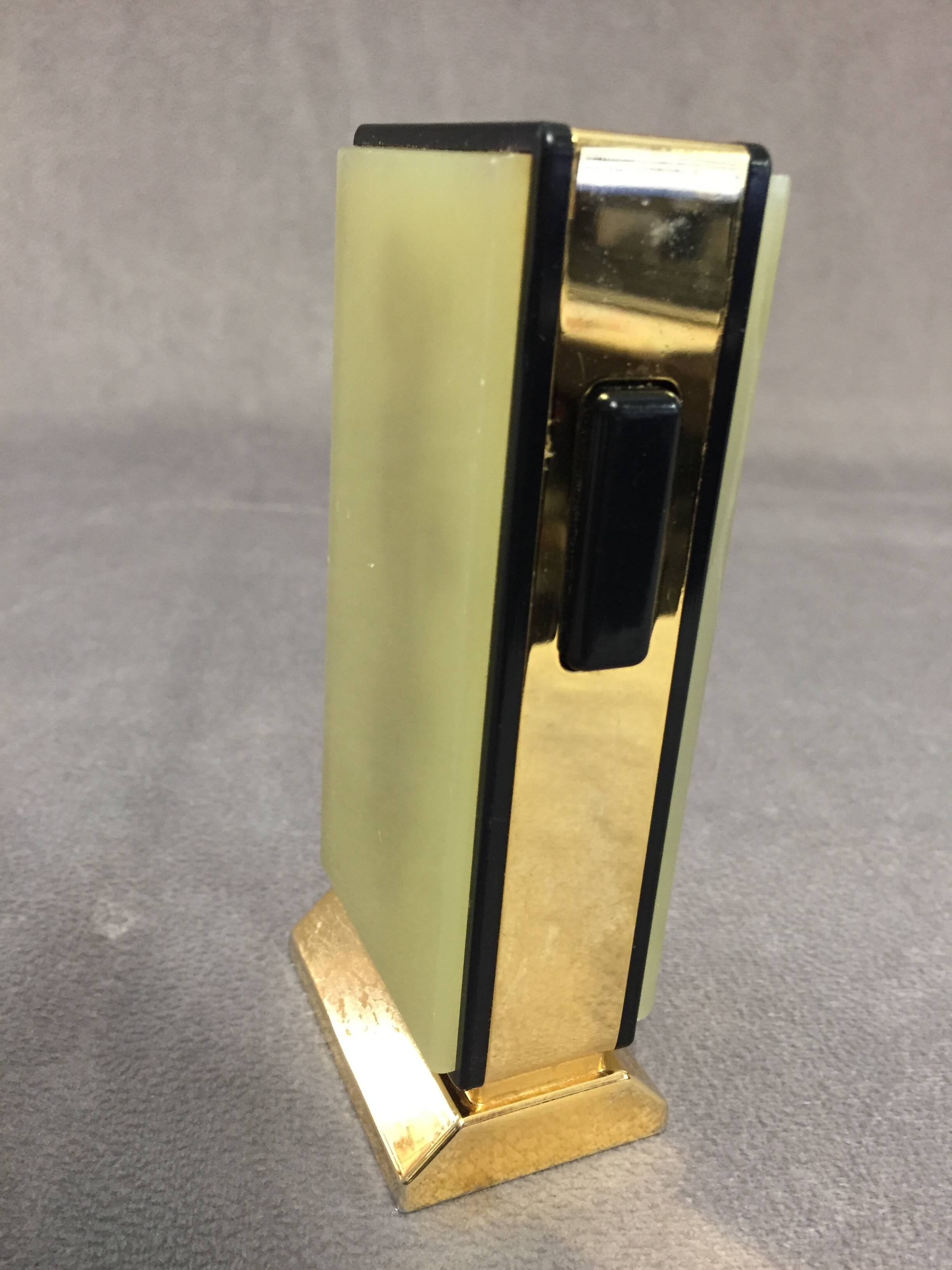 Collector table lighter sarome vintage electric gold metal & alabaster n°2