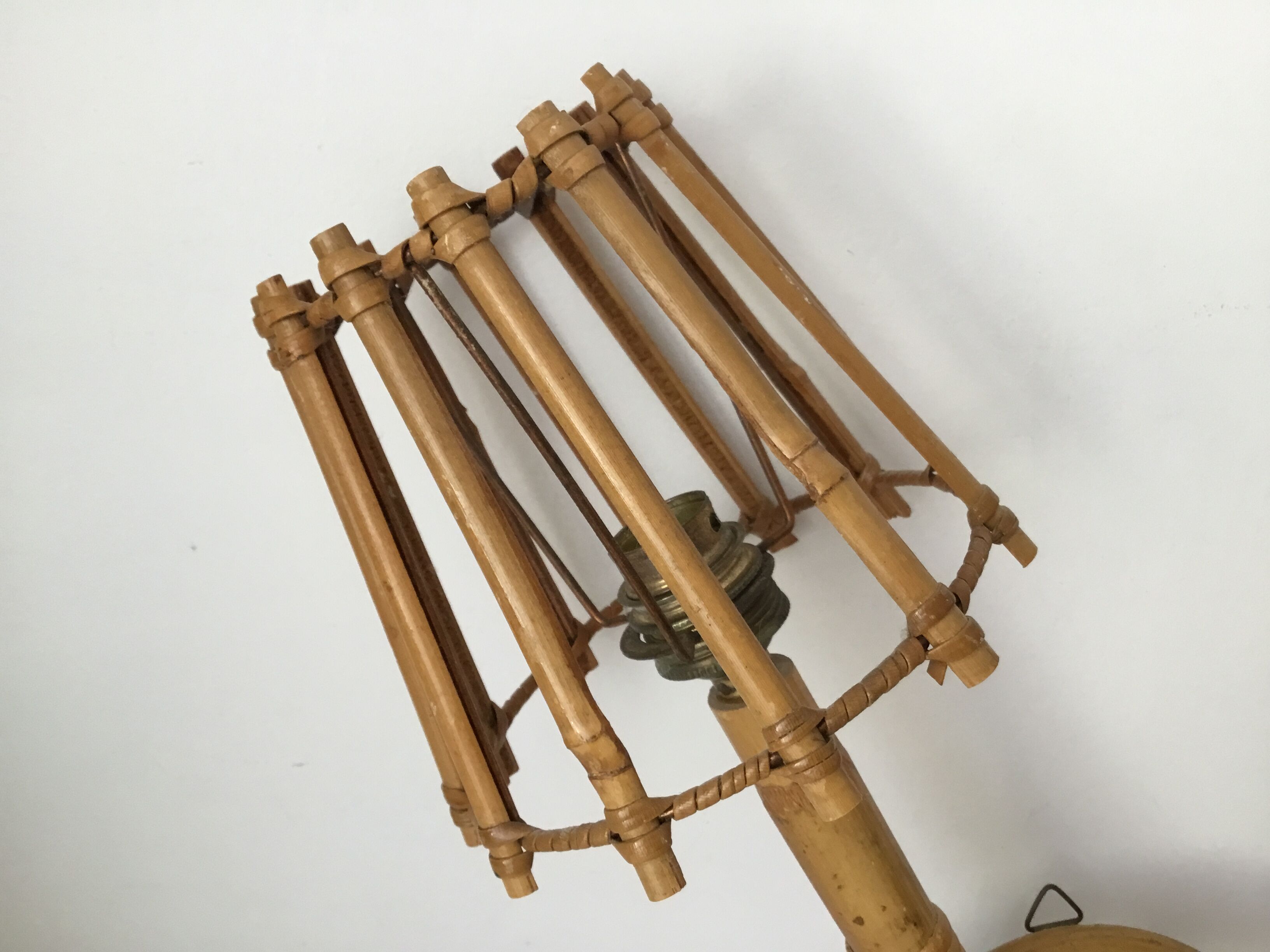 Double-branched rattan wall sconce