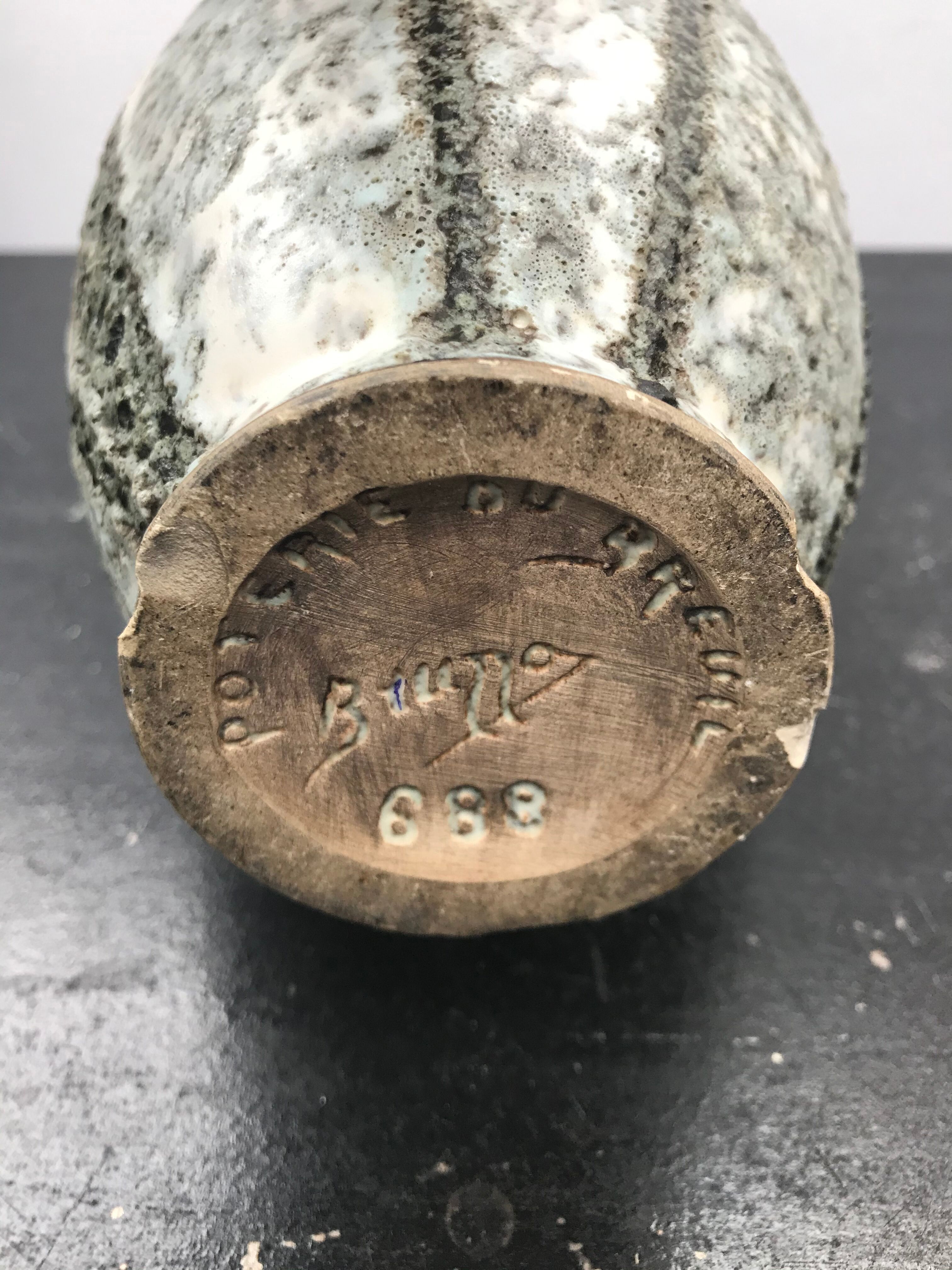 Former Pottery Pitcher DUBREUIL Ceramics Vintage Skis