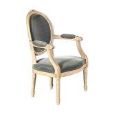 Blue velvet louis XVI style armchair