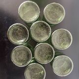 Set of carafe and 9 bubble glass glasses from the 70s