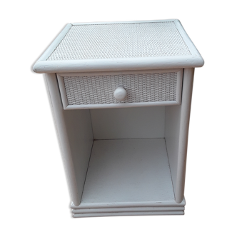 White-haired rattan bedside table