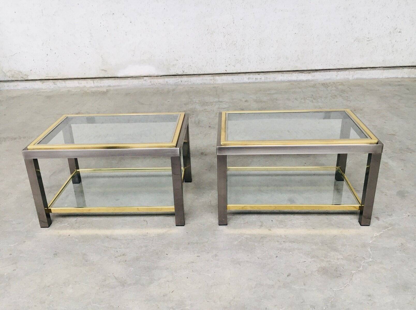 Hollywood Regency Two-Tier Sofa End Tables, 1970s, Set of 2