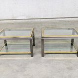 Hollywood Regency Two-Tier Sofa End Tables, 1970s, Set of 2
