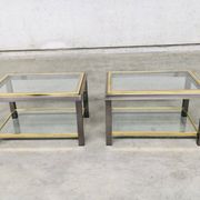 Hollywood Regency Two-Tier Sofa End Tables, 1970s, Set of 2