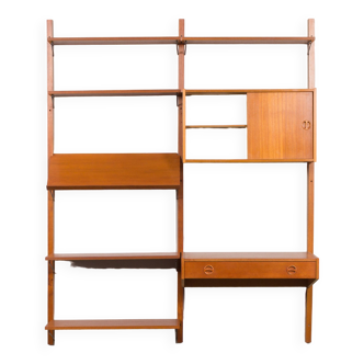 Danish home office shelving system in teak 1960s