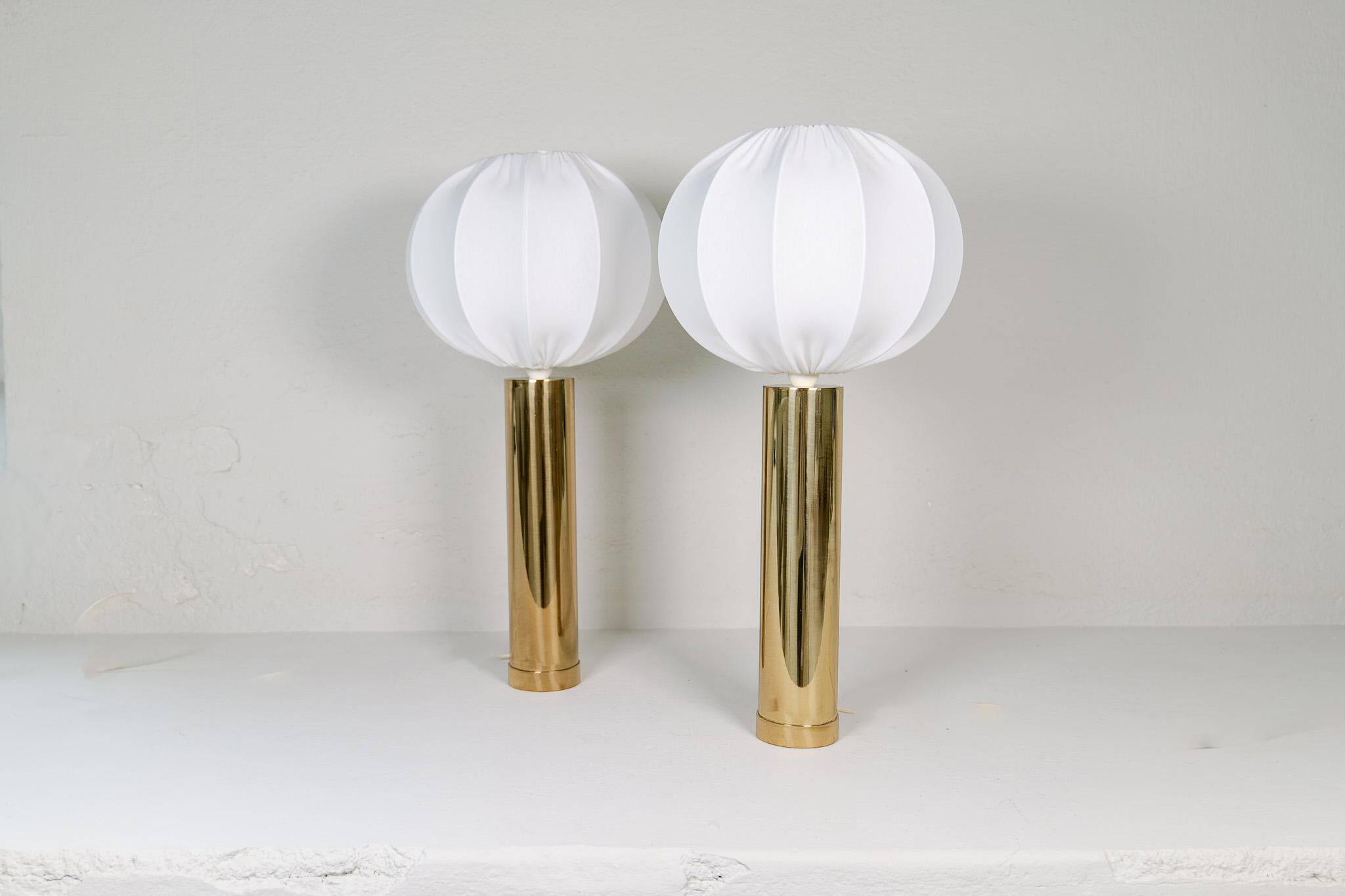 Pair of large Bergboms B-010 table lamps in brass, mid-century, 1960s, Sweden.