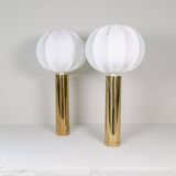 Pair of large Bergboms B-010 table lamps in brass, mid-century, 1960s, Sweden.