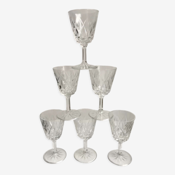 Lot de 6 verres à vin en cristal années 50-60