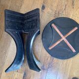 Touareg pedestal tables in wood and embossed leather