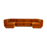 Modular sofa velvet ras orange, France, circa 1970.