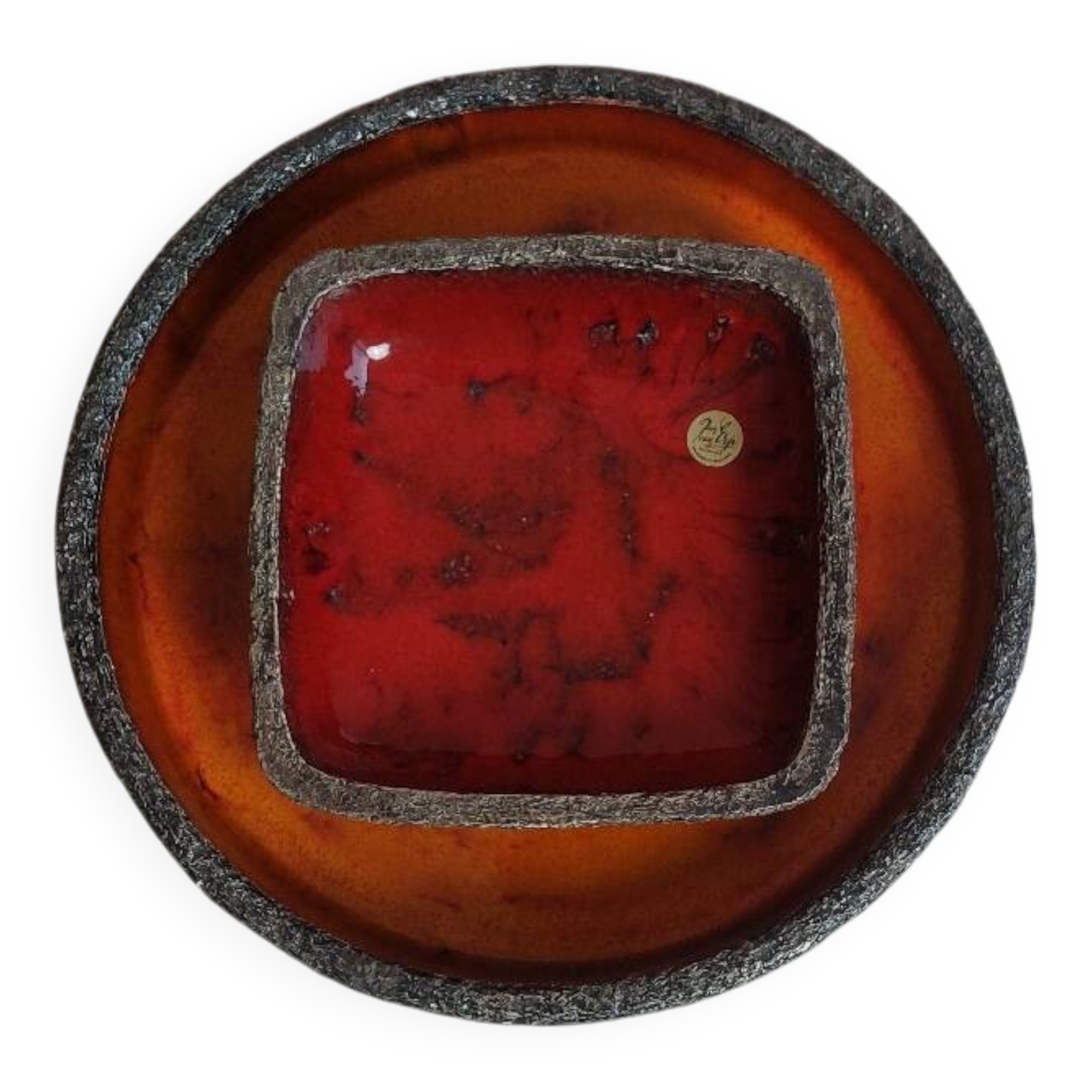 2x Vintage Fat Lava Schaal door Jan van Erp 1960's.