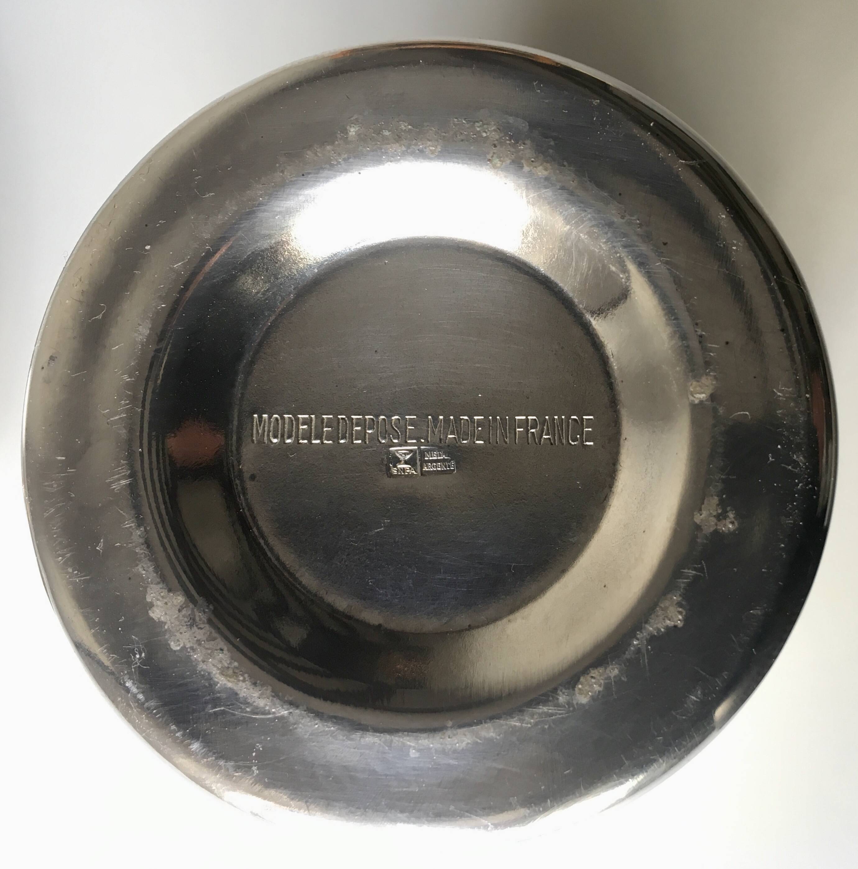 Vintage silver-plated mustard pot, SNPA goldsmiths of France, 20th century