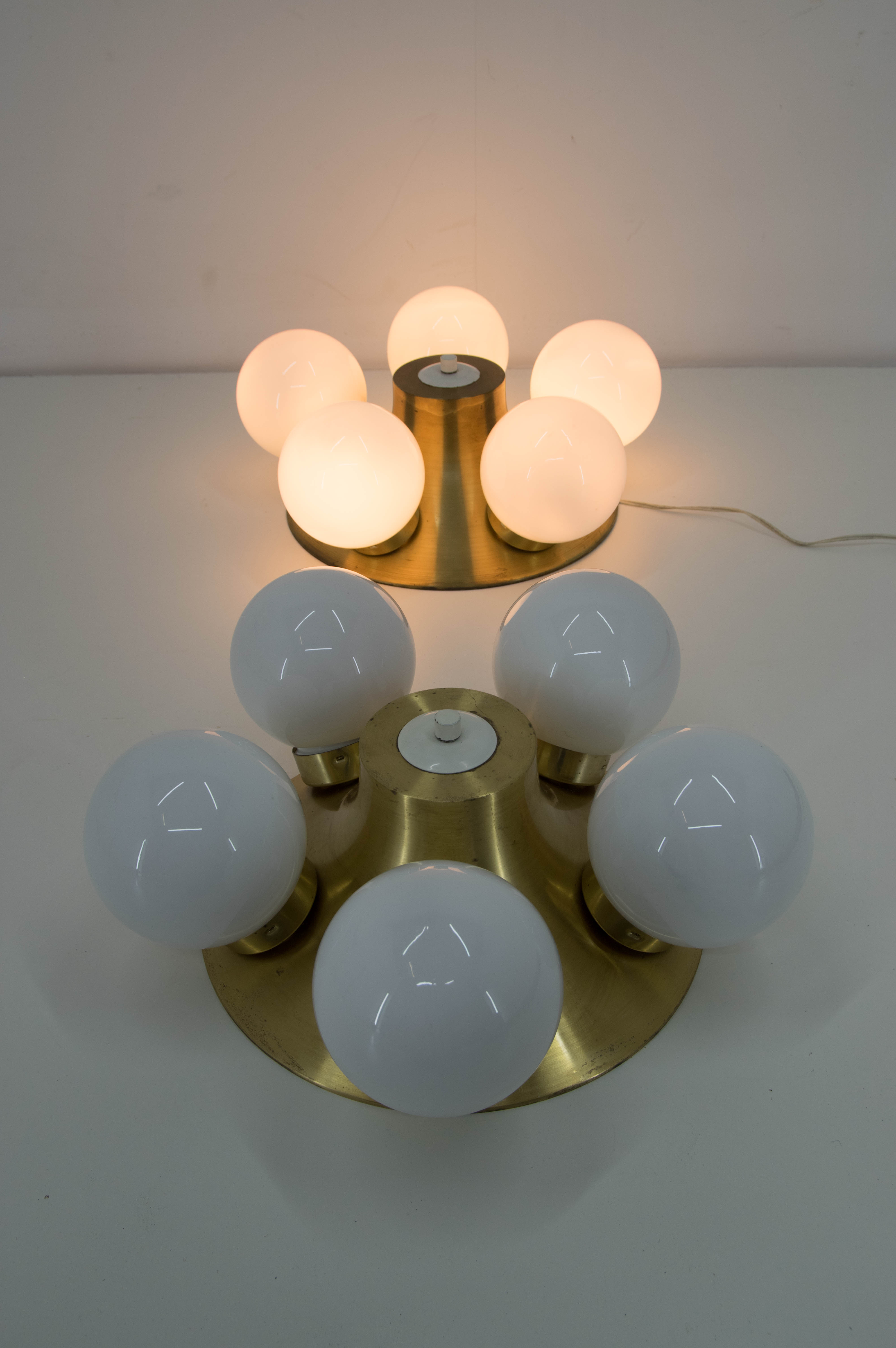 Mid-Century Flushmount or Wall Light by Elektroinstala Decin, 1970s, Set of Two