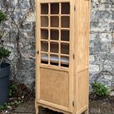 Parisian glass cabinet, raw wood, 1960s