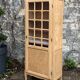 Parisian glass-fronted wardrobe, raw wood, 1960.