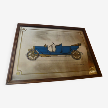 Miroir sérigraphié voiture ancienne "1909 Lancia" vintage