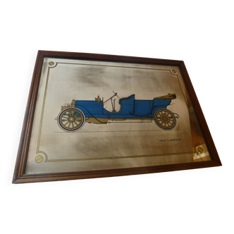 Screen-printed mirror of vintage car "1909 Lancia"