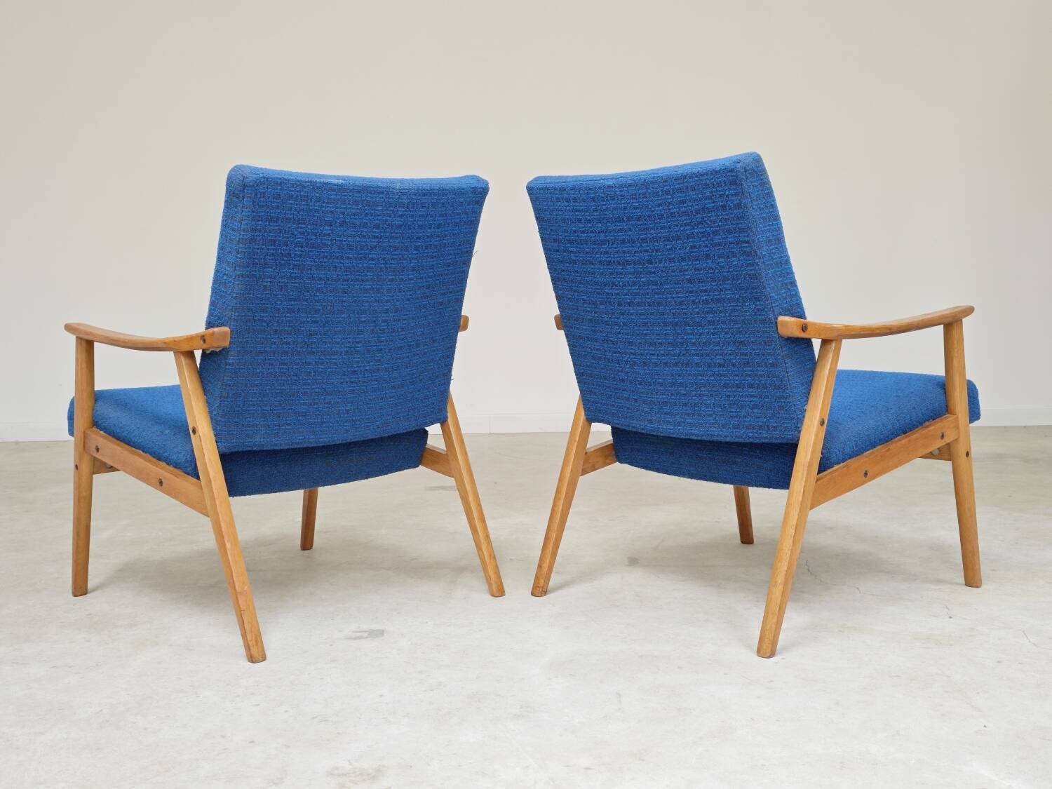 Pair of blue armchairs by Jiri Jiroutek for Interier Praha, 1960