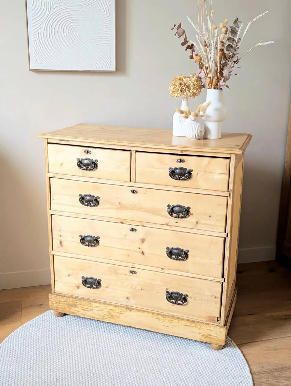 Commode anglaise antique en pin massif
