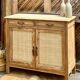 Old Parisian buffet in raw solid wood and natural caning.