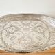 Oval silver-plated metal serving dish