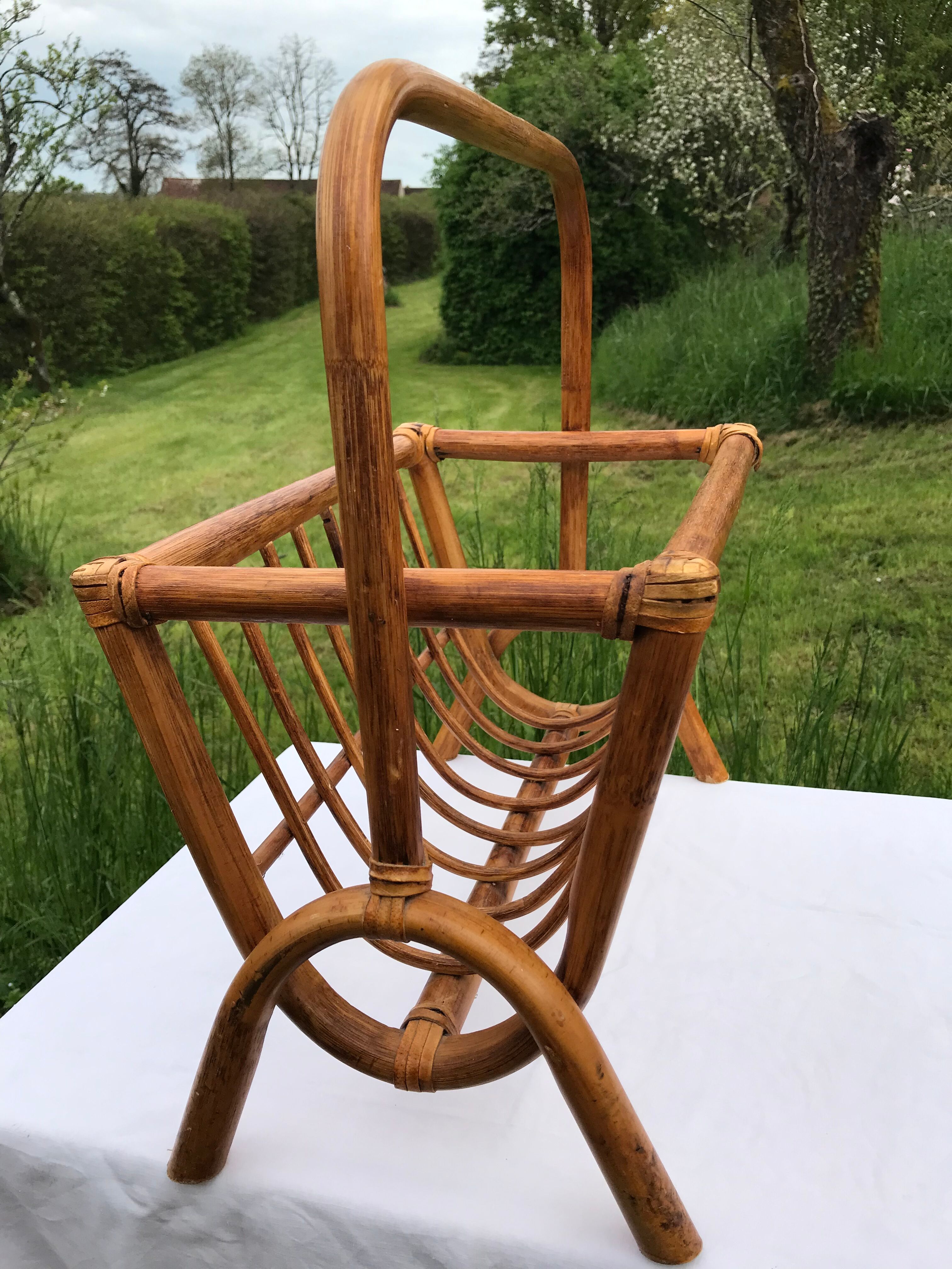 Rattan magazine holder