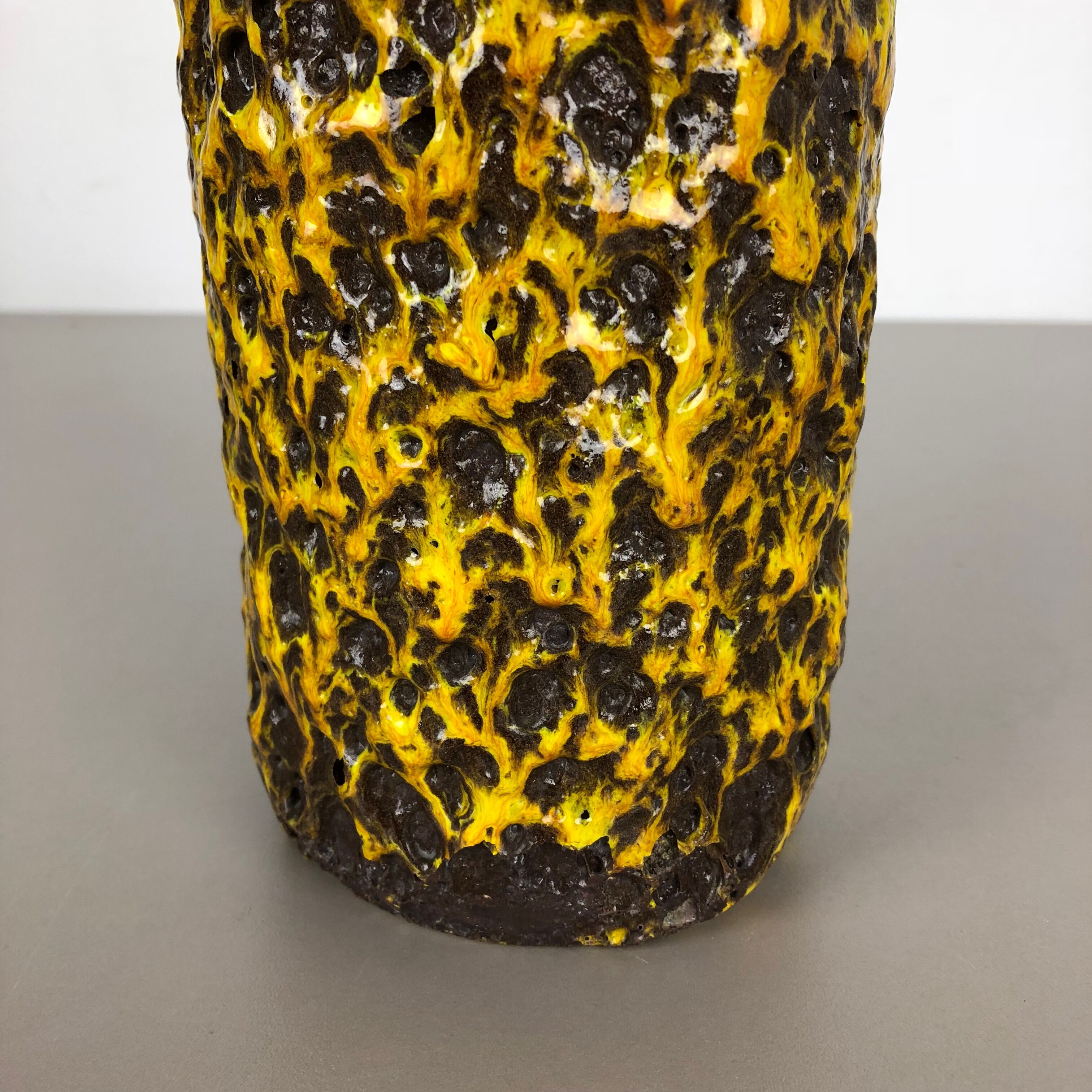 Pottery Super Yellow Color Fat Lava Multi-Color Vase Scheurich WGP, 1970s