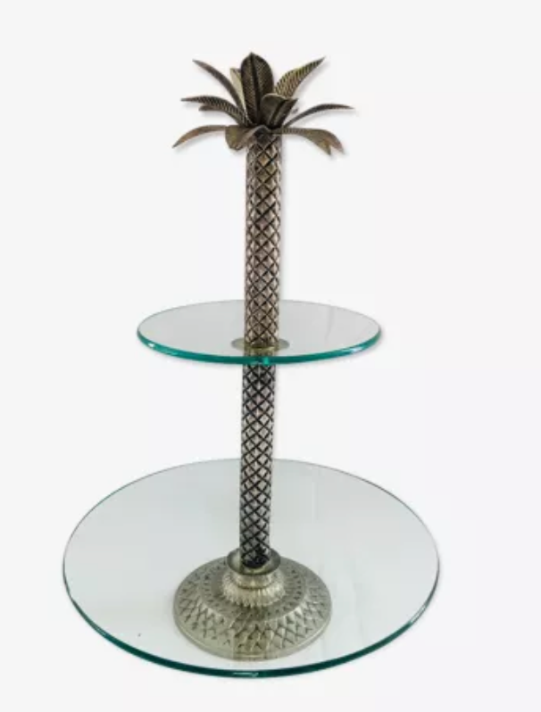 Servant in glass and silver metal palm tree