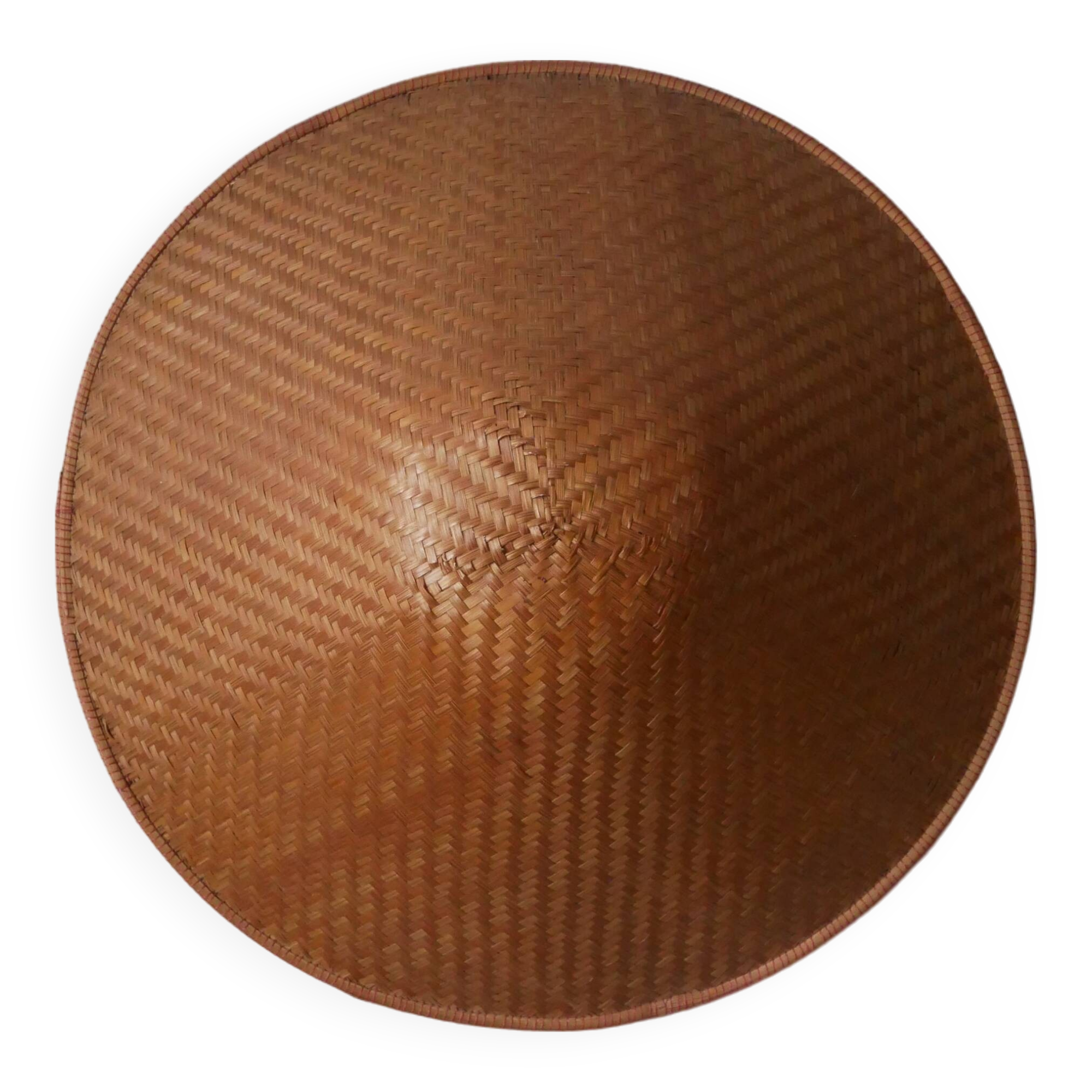 Antique braided conical hat handcrafted traditional vintage Asian crafts