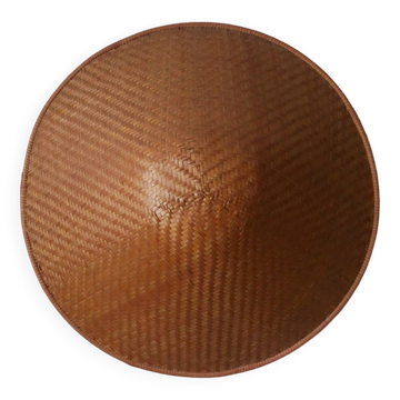 Chapeau conique ancien tressé fabrication artisanale artisanat asiatique traditionnel vintage