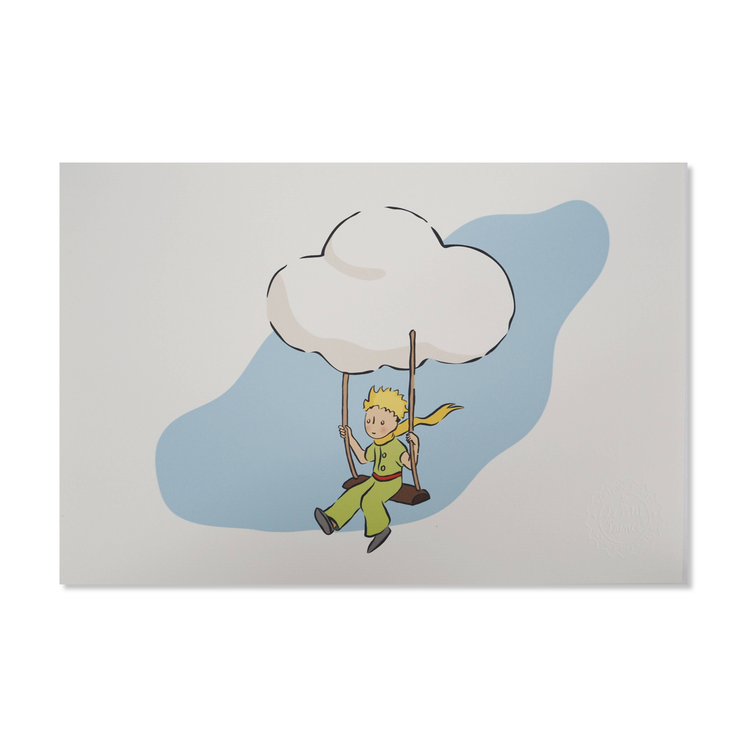 Antoine de Saint-Exupéry: The Little Prince flies with the clouds, lithograph.