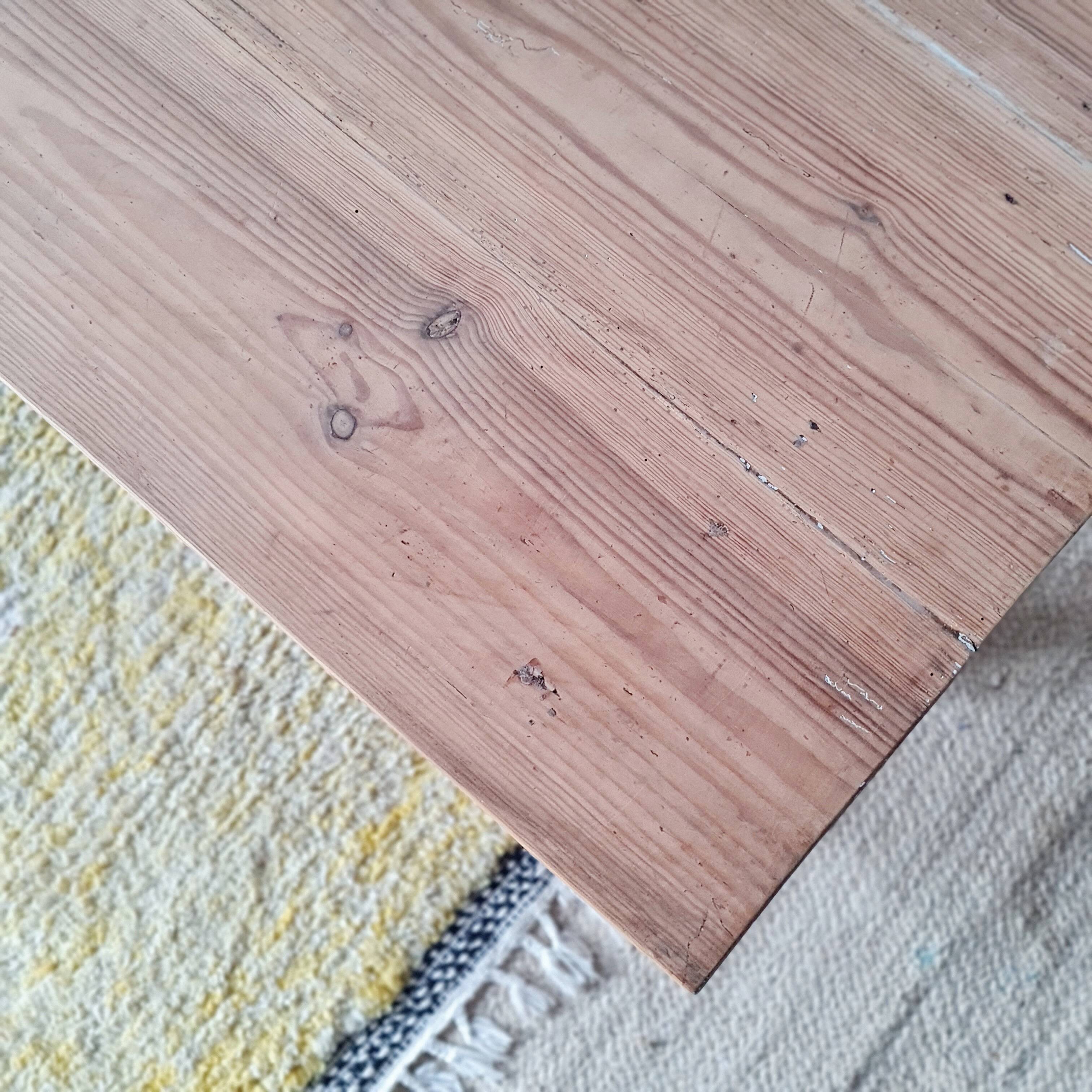 Table de ferme basse en bois 2 tiroirs