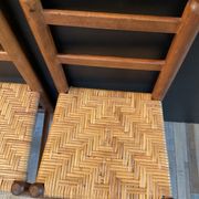 Pair of vintage children's chairs in wood and rattan