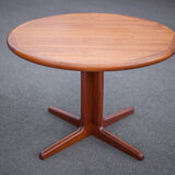 Round dining table extendable 2 extensions, vintage teak table, interior decoration