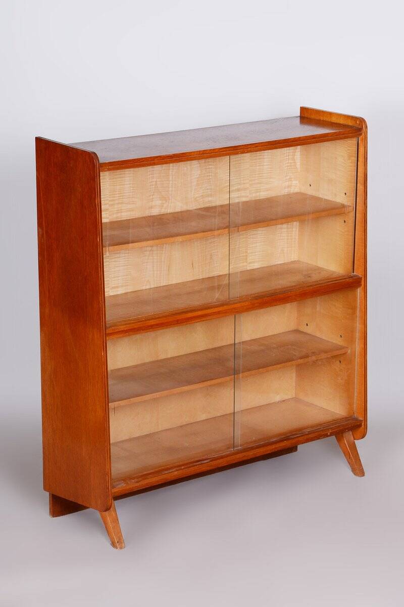 Mid-Century Bookcase in Oak with Glass Doors, 1950s