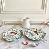 Two English dessert plates with flowers