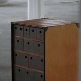 Vintage military-style trunk in leather and wood, late 20th century.