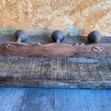 Vintage Wall Coat Rack x3 Wooden 1960s #D885