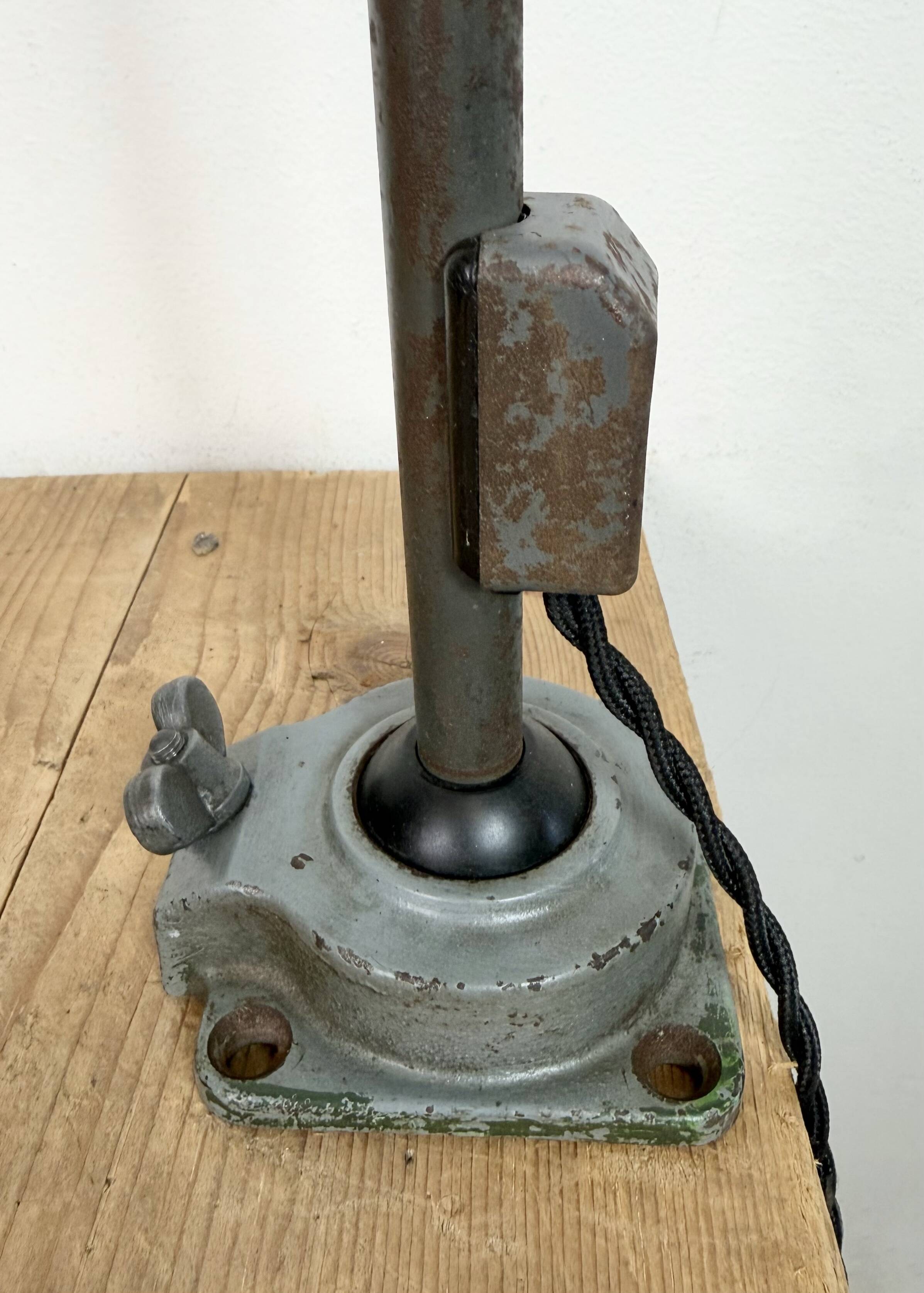 Industrial Grey Enamel Workshop Table Lamp from Siemens, 1950s