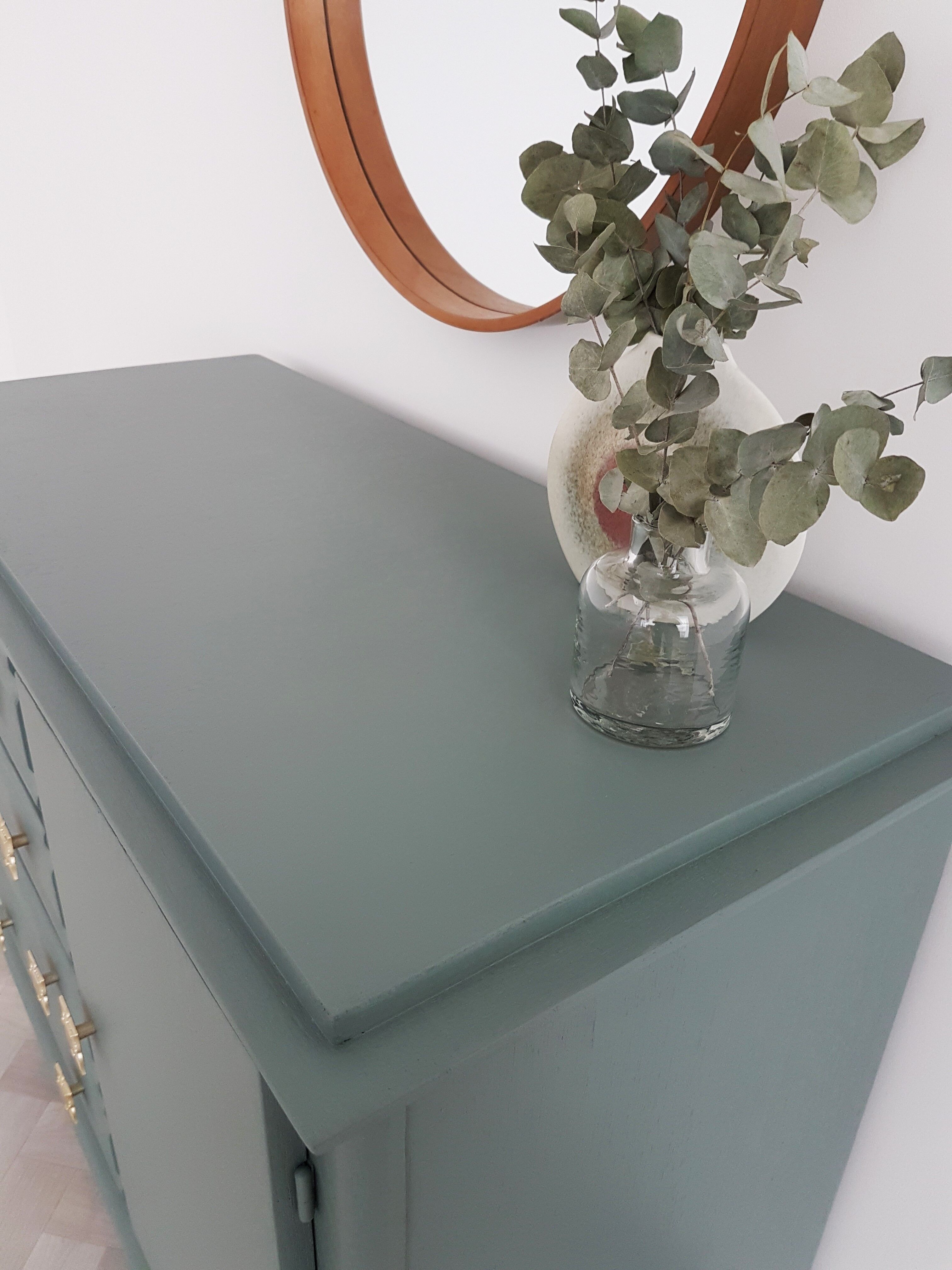 Gray art deco commode