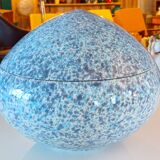 Large blue glazed ceramic biscuit jar Diameter 32.5 cm