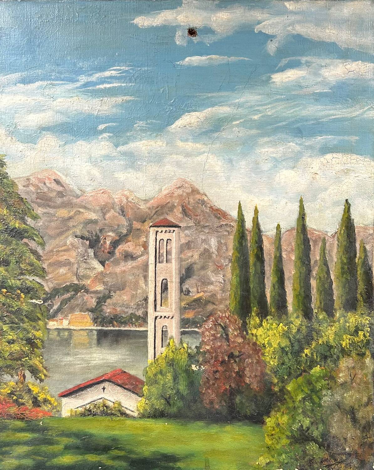 Old landscape painting of Tuscany