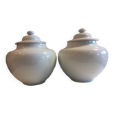 Duo Jar Style Lamp Bases Glazed White Porcelain Decorative Art Living Room