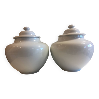 Duo Jar Style Lamp Bases Glazed White Porcelain Decorative Art Living Room
