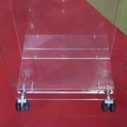 vintage glass coffee table with plexiglass legs