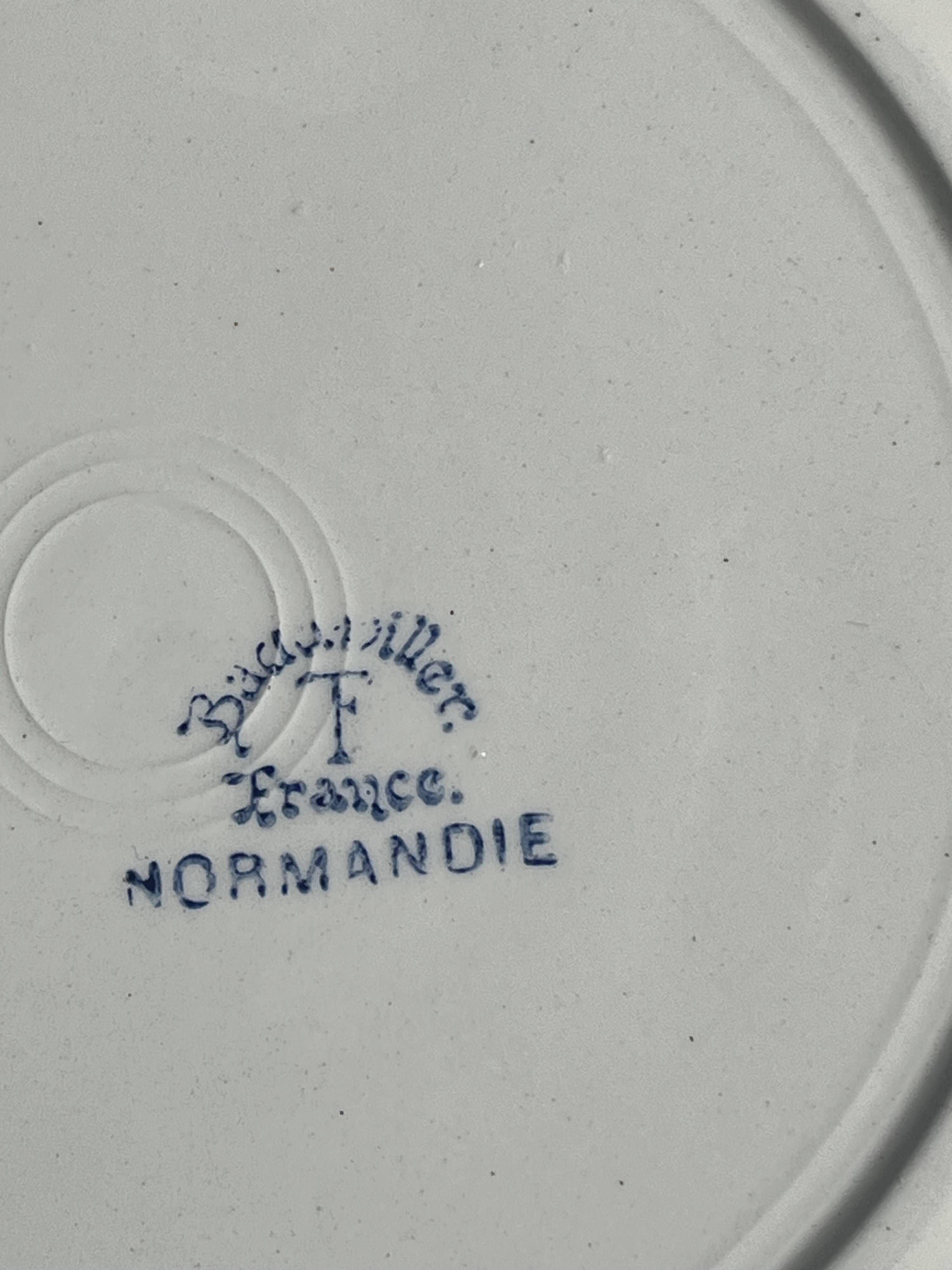 6 assiettes plates Badonviller modèle Normandie