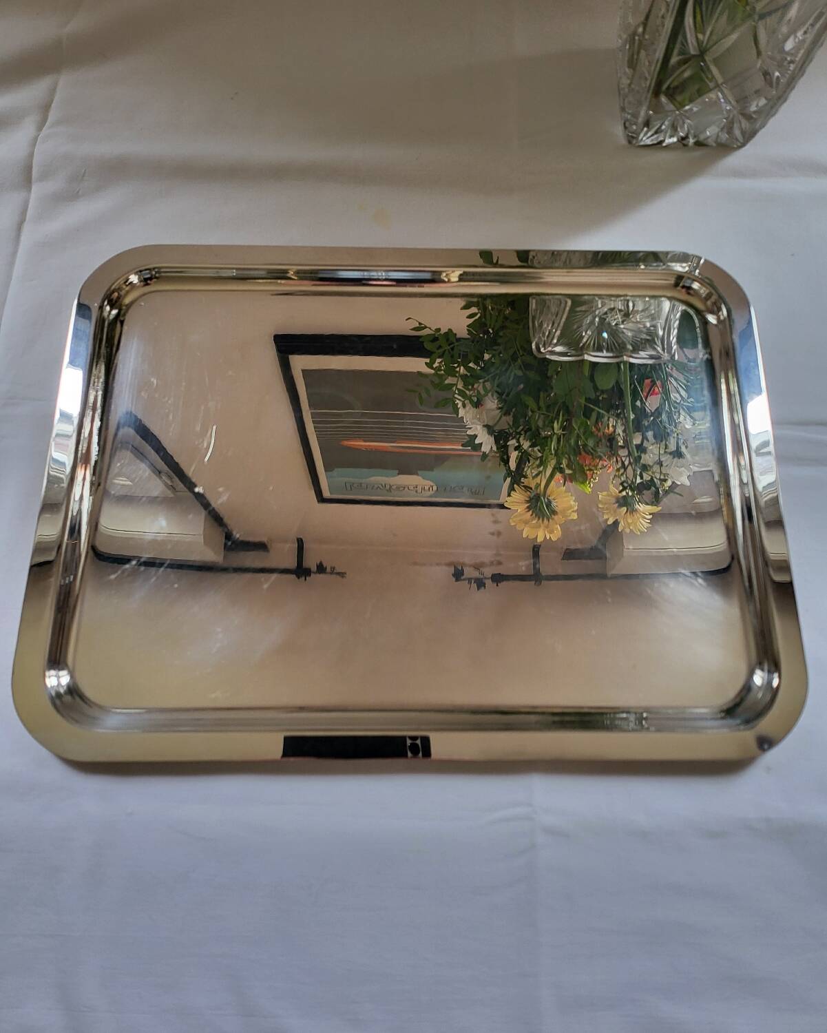 Large Silver Metal Serving Tray