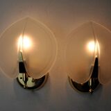 Pair of wall lamps "sheet" in opaque glass, murano, Italy 1980